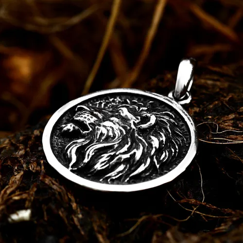 Wholesale Stainless Steel Embossed Lion Necklace