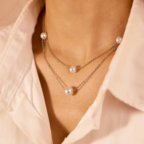 Wholesale Stainless Steel Double Chain Necklace