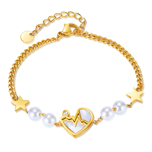 Wholesale Stainless Steel Fascinating EKG Heart Bracelet