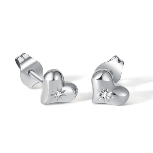 Wholesale Stainless Steel 3D Heart Stud Earrings