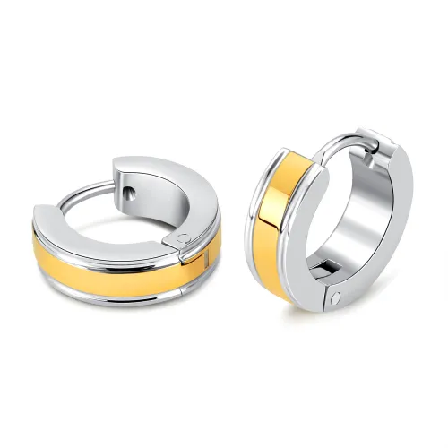Wholesale Stainless Steel Two Tone Huggie Earrings