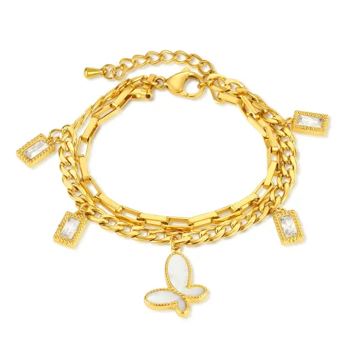 Wholesale Stainless Steel Butterfly Double Bracelet