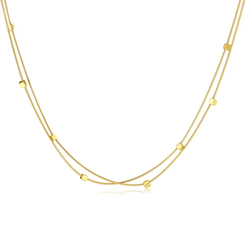Wholesale Stainless Steel Round Snake Chain Necklace with Square Beads