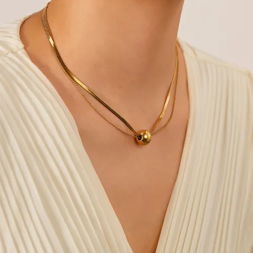 Wholesale Stainless Steel Flat Snake Chain Necklace with Ball