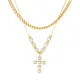 Wholesale Stainless Steel Layered Pearl Cross Necklace