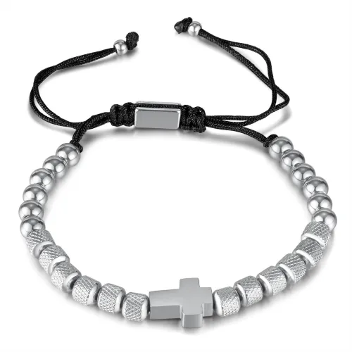 Wholesale Stainless Steel Pineapple Beads Cross Bracelet