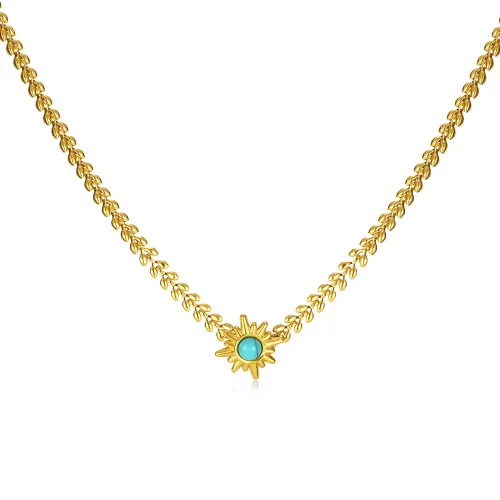 Wholesale Stainless Steel Wheat Ears Necklaces with Radiant Sun