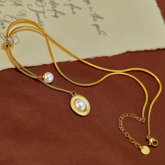 Wholesale Stainless Steel Y Shaped Pearl Pendant Necklace