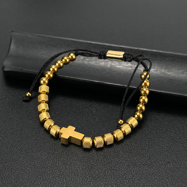 Wholesale Stainless Steel Pineapple Beads Cross Bracelet