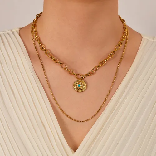 Wholesale Stainless Steel Double Layered Necklace
