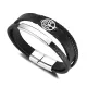 Wholesale Stainless Steel Triple Tree of Life Leather Bracelet