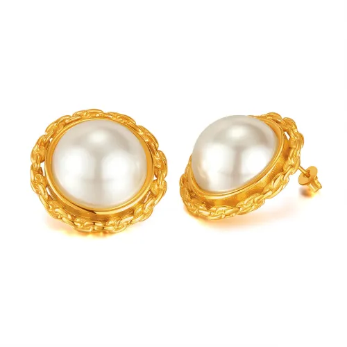Wholesale Stainless Steel Vintage Pearl Stud Earrings