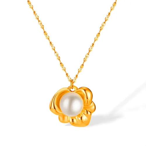 Wholesale Stainless Steel Gold Plated Pearl Pendant