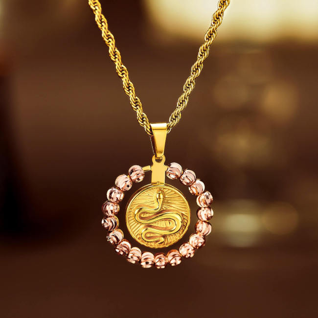 Wholesale Stainless Steel Round Snake Pendant