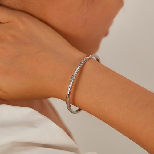 Wholesale Stainless Steel CZ Band Bangles
