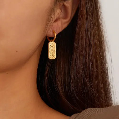 Wholesale Stainless Steel Tarot Card Hoop Earrings