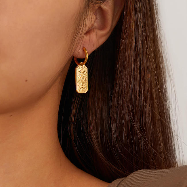 Wholesale Stainless Steel Tarot Card Hoop Earrings