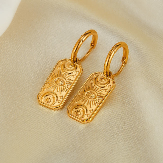Wholesale Stainless Steel Tarot Card Hoop Earrings
