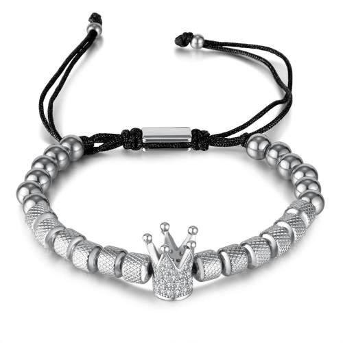 Wholesale Stainless Steel Mens Crown Pineapple Beads Bracelet
