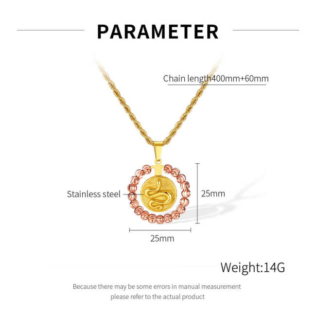 Wholesale Stainless Steel Round Snake Pendant