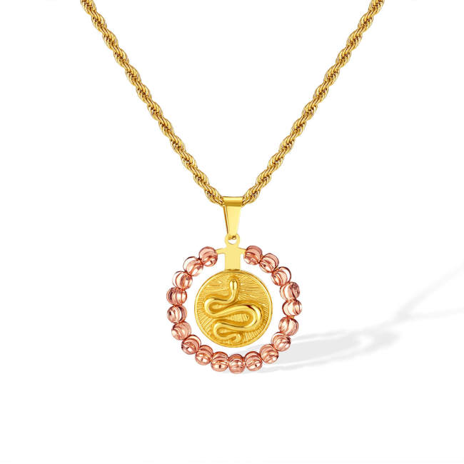 Wholesale Stainless Steel Round Snake Pendant