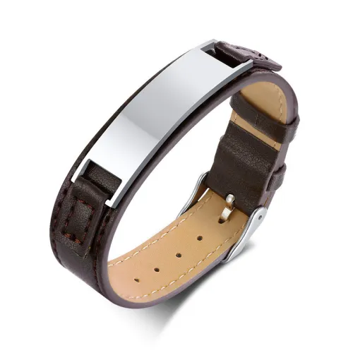 Wholesale Stainless Steel Personalized Leather Bracelet