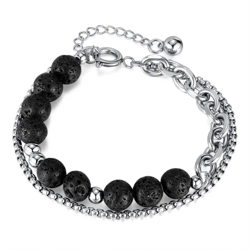 Wholesale Stainless Steel Volcanic Stone Link Chain Bracelet