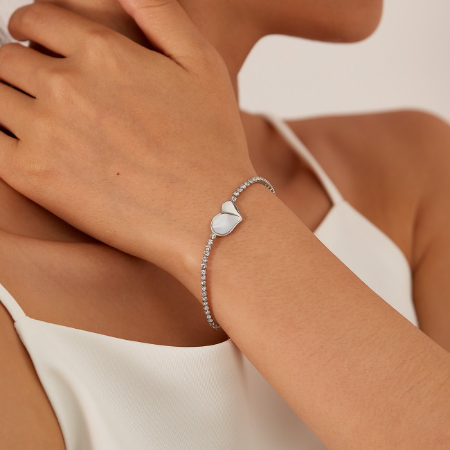 Wholesale Stainless Steel Irregular Shell Heart Tennis Bracelet
