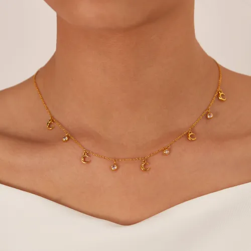 Wholesale Stainless Steel Moon Chain Necklace