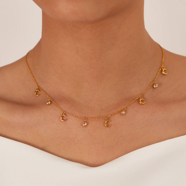 Wholesale Stainless Steel Moon Chain Necklace
