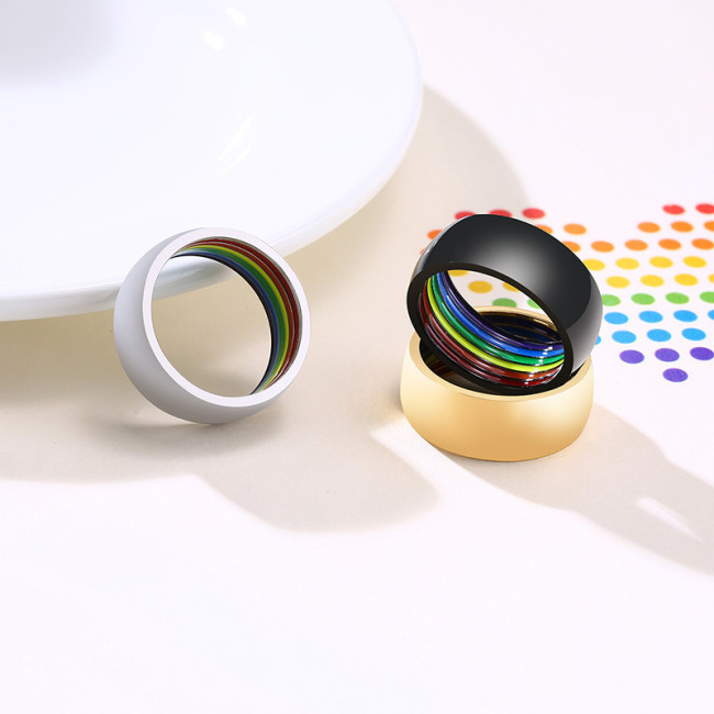 Wholesale Stainless Steel Rainbow Gay Pride Rings