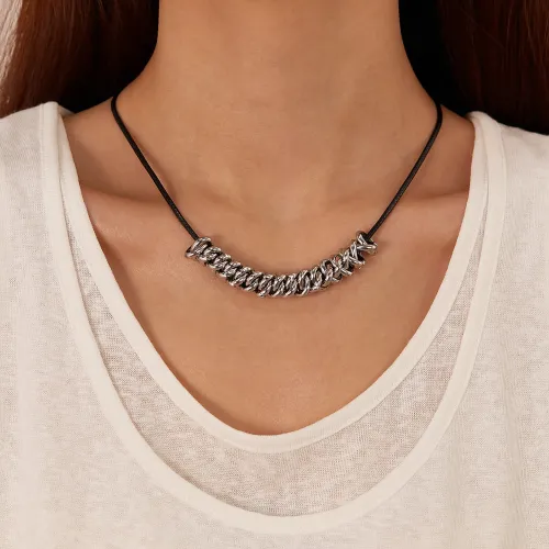 Wholesale Stainless Steel Women Fashion Leather Cord Necklace