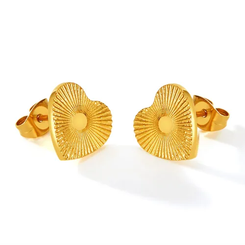 Wholesale Stainless Steel Gold Plated Heart Earrings