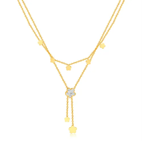 Wholesale Stainless Steel Women Layered Flower Necklace
