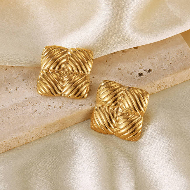 Wholesale Stainless Steel Striped Women's Earrings