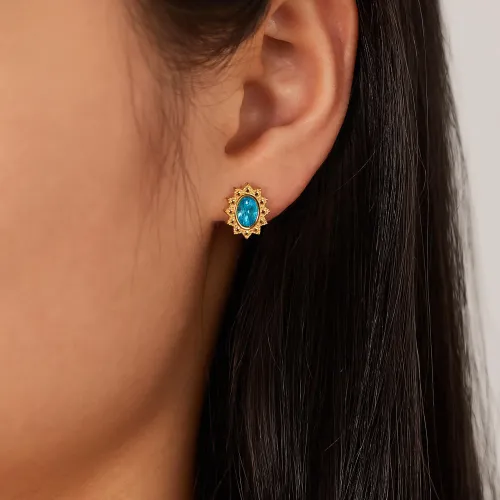 Wholesale Stainless Steel Sun CZ Stud Earrings