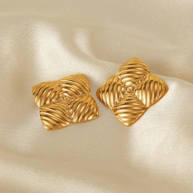Wholesale Stainless Steel Striped Women's Earrings