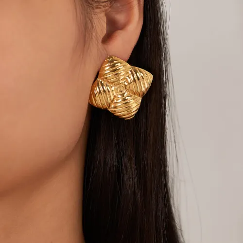 Wholesale Stainless Steel Striped Women's Earrings