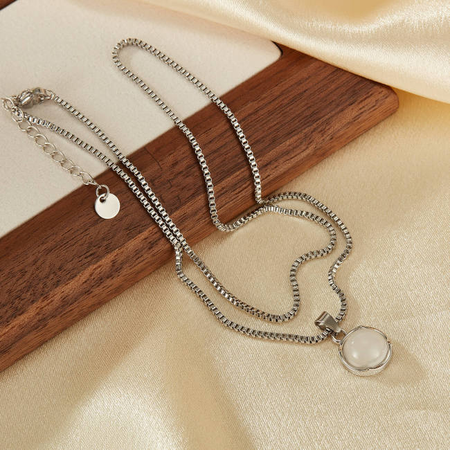 Wholesale Round Copper Pendant Steel Necklace