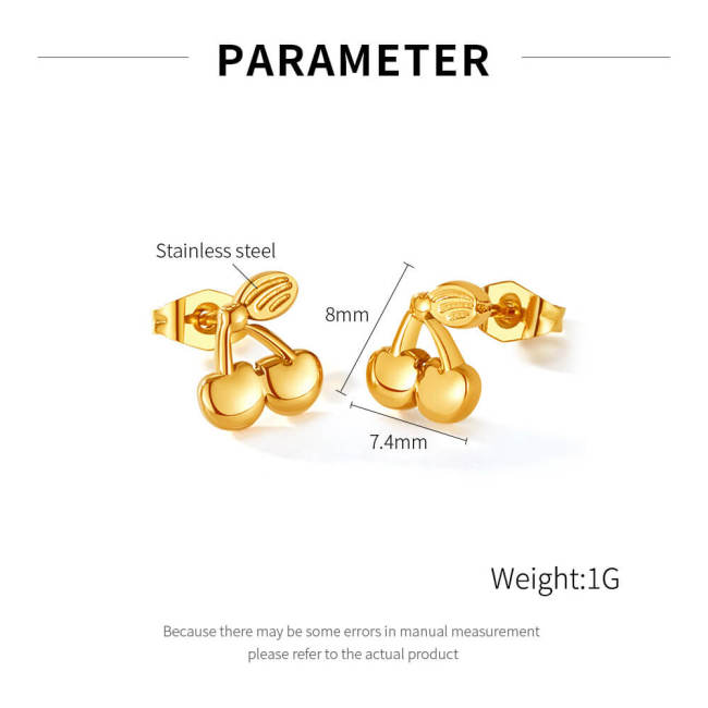 Wholesale Stainless Steel Cherry Earrings for Women