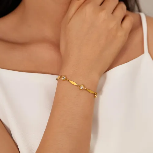 Wholesale Stainless Steel Zirconia Love Heart Bracelet