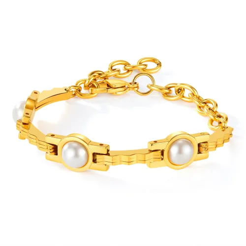 Wholesale Stainless Steel Light Luxury Pearl Chain Bracelet
