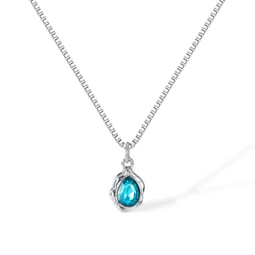 Wholesale Copper Drop Shape Pendant with Blue CZ