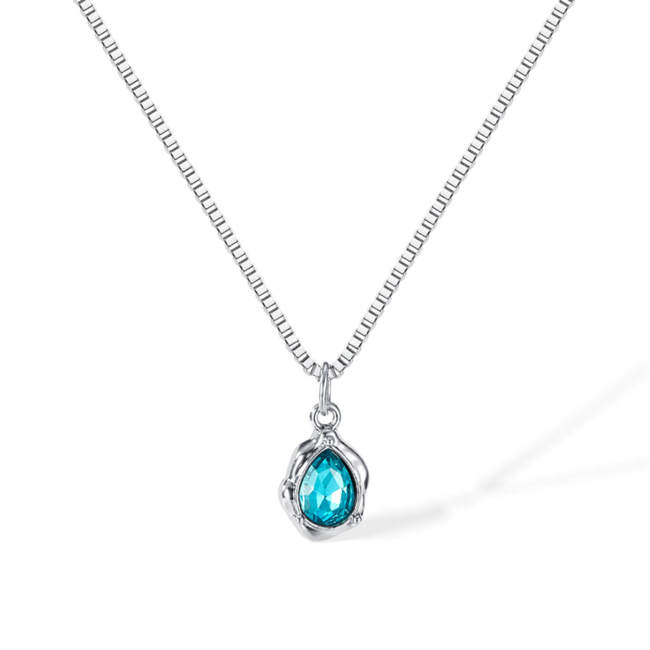 Wholesale Copper Drop Shape Pendant with Blue CZ