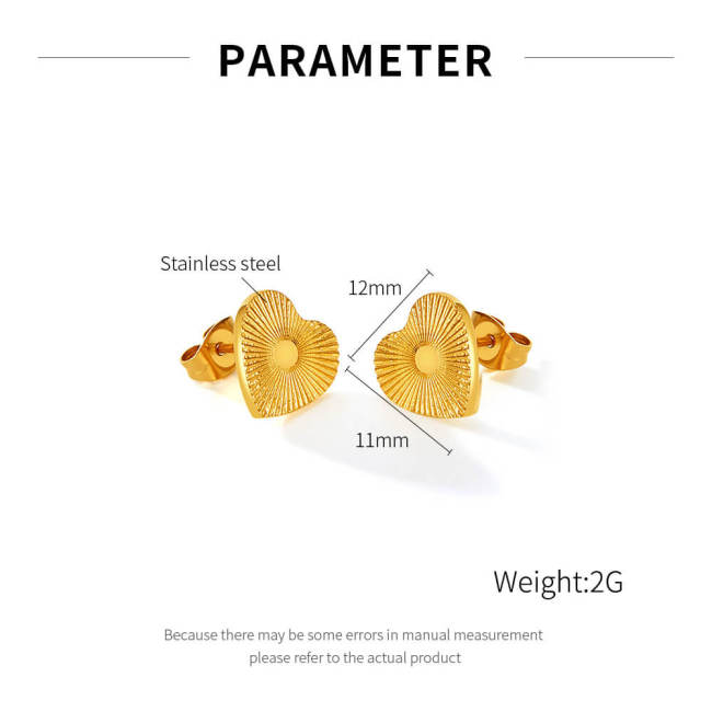 Wholesale Stainless Steel Gold Plated Heart Earrings