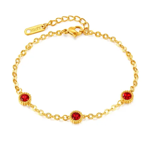 Wholesale Stainless Steel Red Zirconia Bracelet