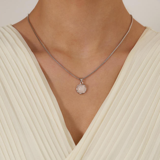 Wholesale Round Copper Pendant Steel Necklace