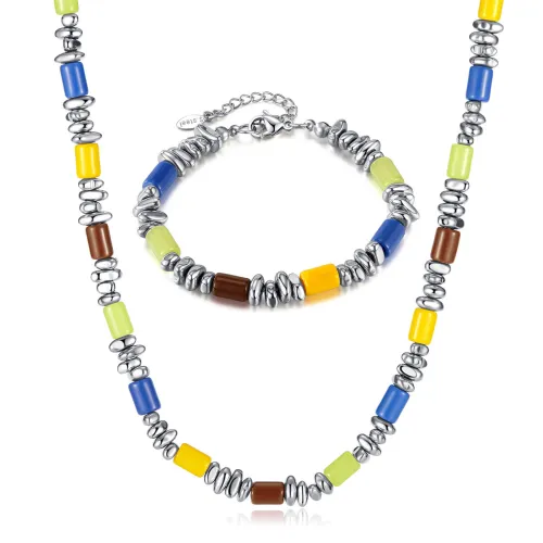 Wholesale Hematite Beads Bracelet and Necklace Jewelry Set