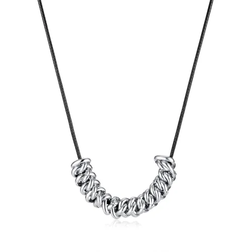 Wholesale Stainless Steel Women Fashion Leather Cord Necklace