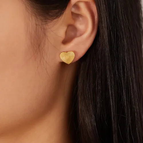 Wholesale Stainless Steel Gold Plated Heart Earrings